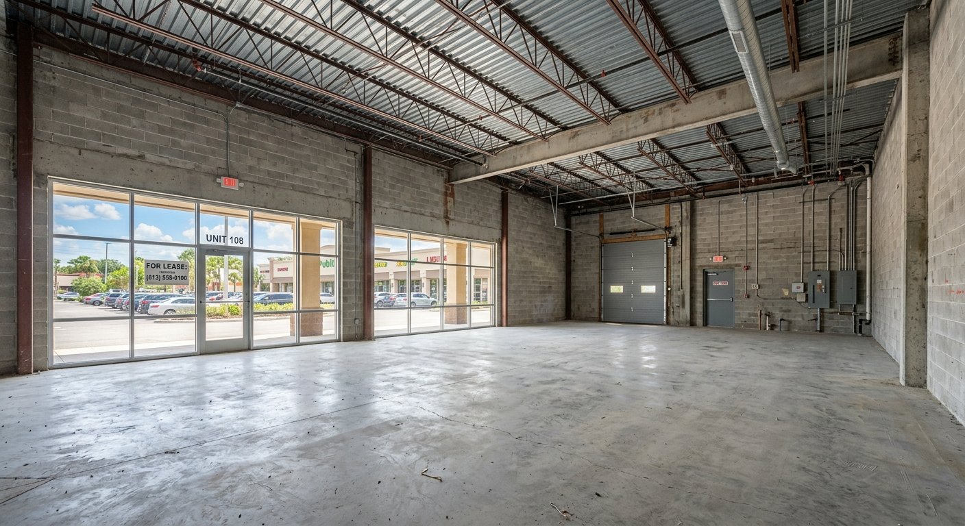 Before: retail space shell needing commercial buildout in Tampa